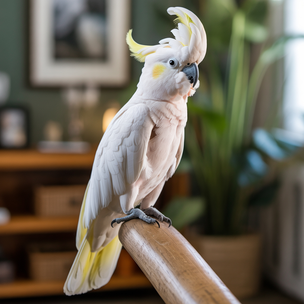 Cockatoo striking a pose on a perch.