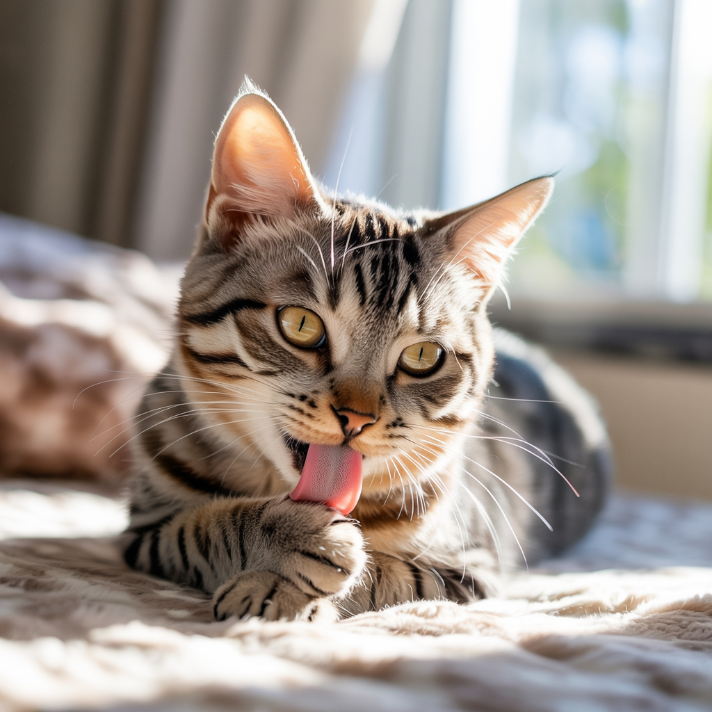 Cat grooming and spreading Fel d 1 allergen through saliva and fur