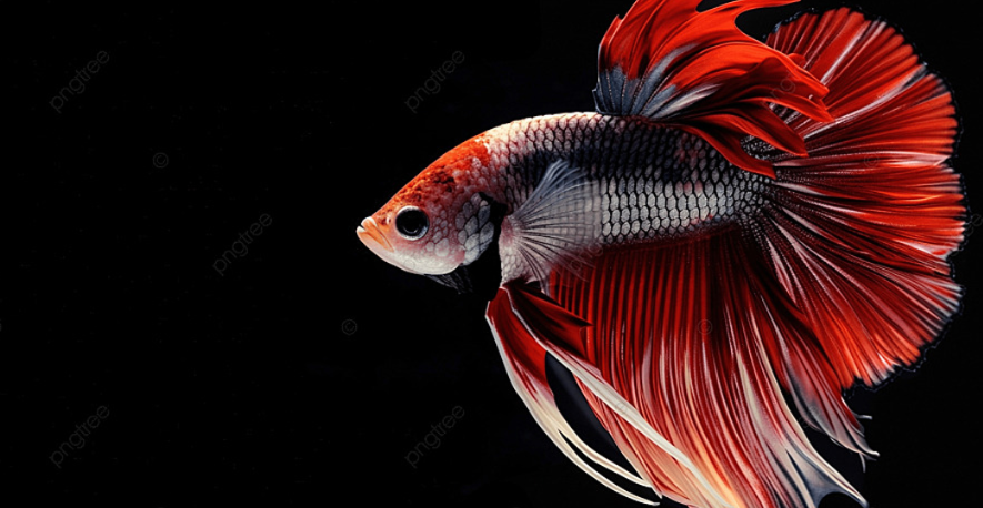 Multicolor Half Moon Betta Splendens Fish Or Siamese Fighting Fish On Black Background